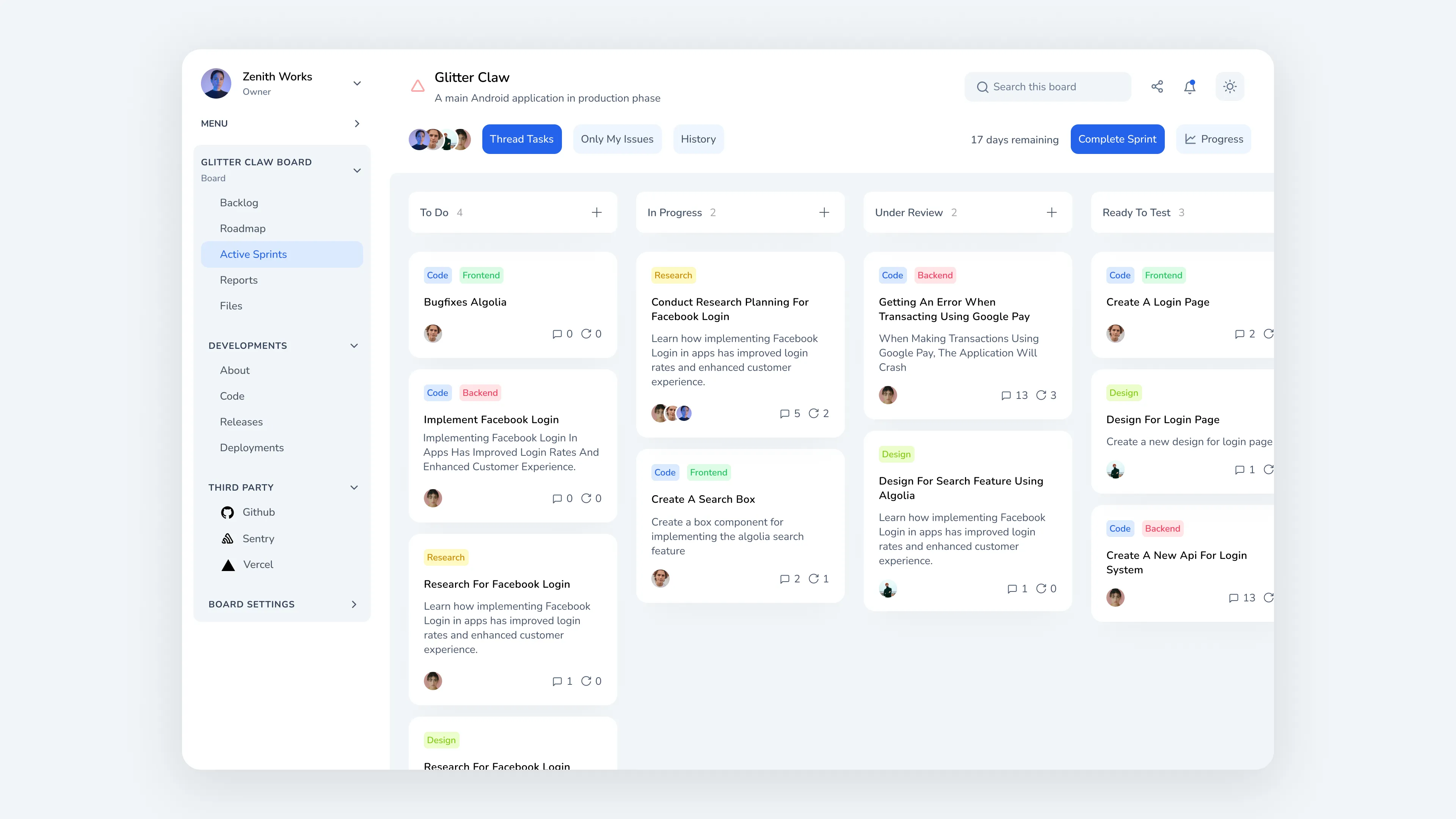 Kanban Board mockup